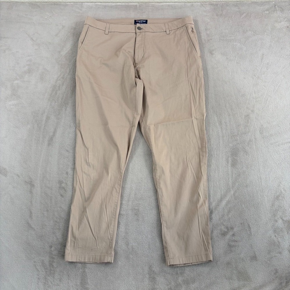 Birddogs Performance Stretch Golf Pants Men 38x29 Beige Cotton Nylon Unlined